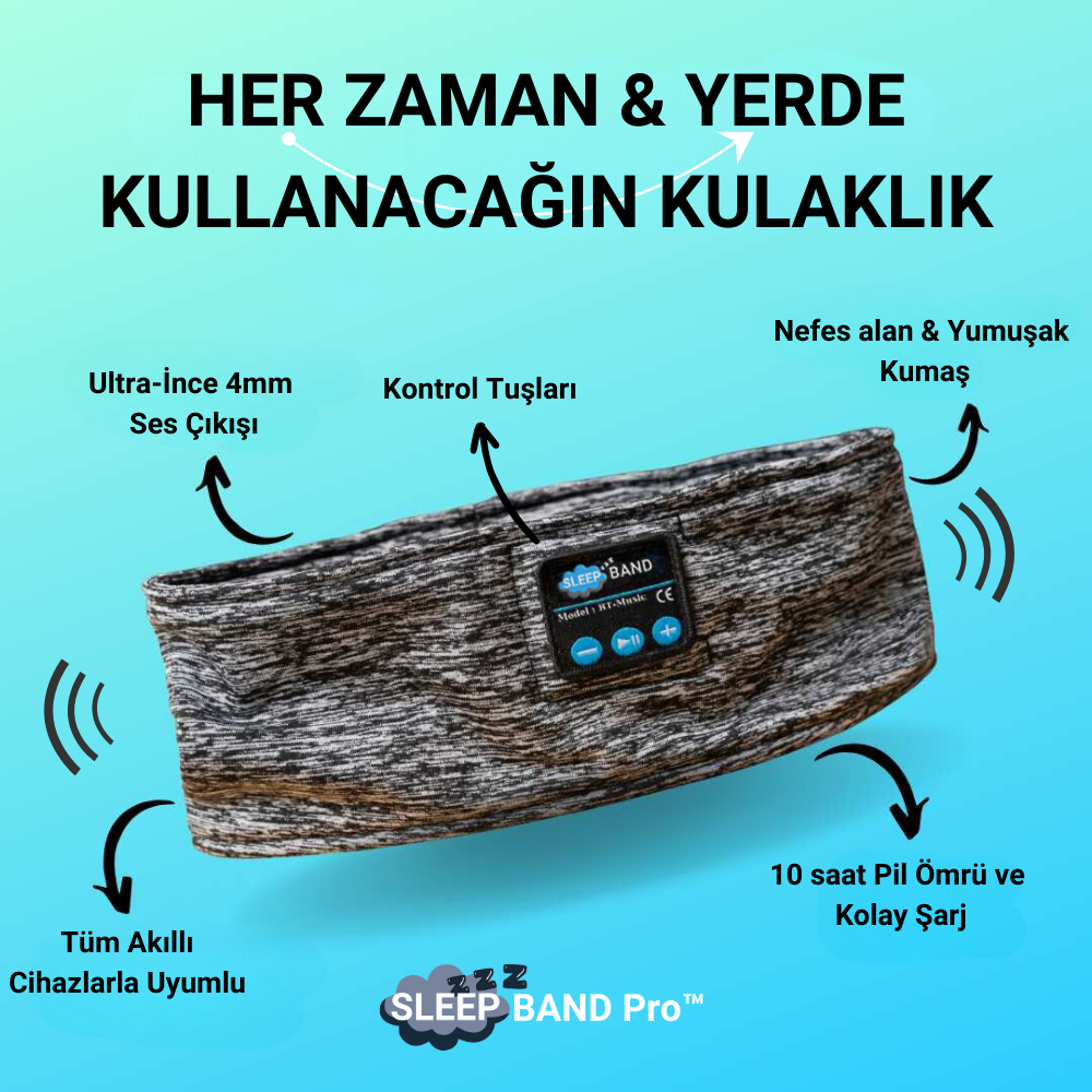 SleepBand Pro™ | Kablosuz Kulaklıklı Kafa Bandı